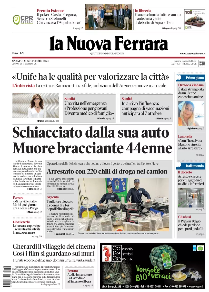 Prima-pagina-nuova ferrara-oggi-edizione-del-2024-09-28